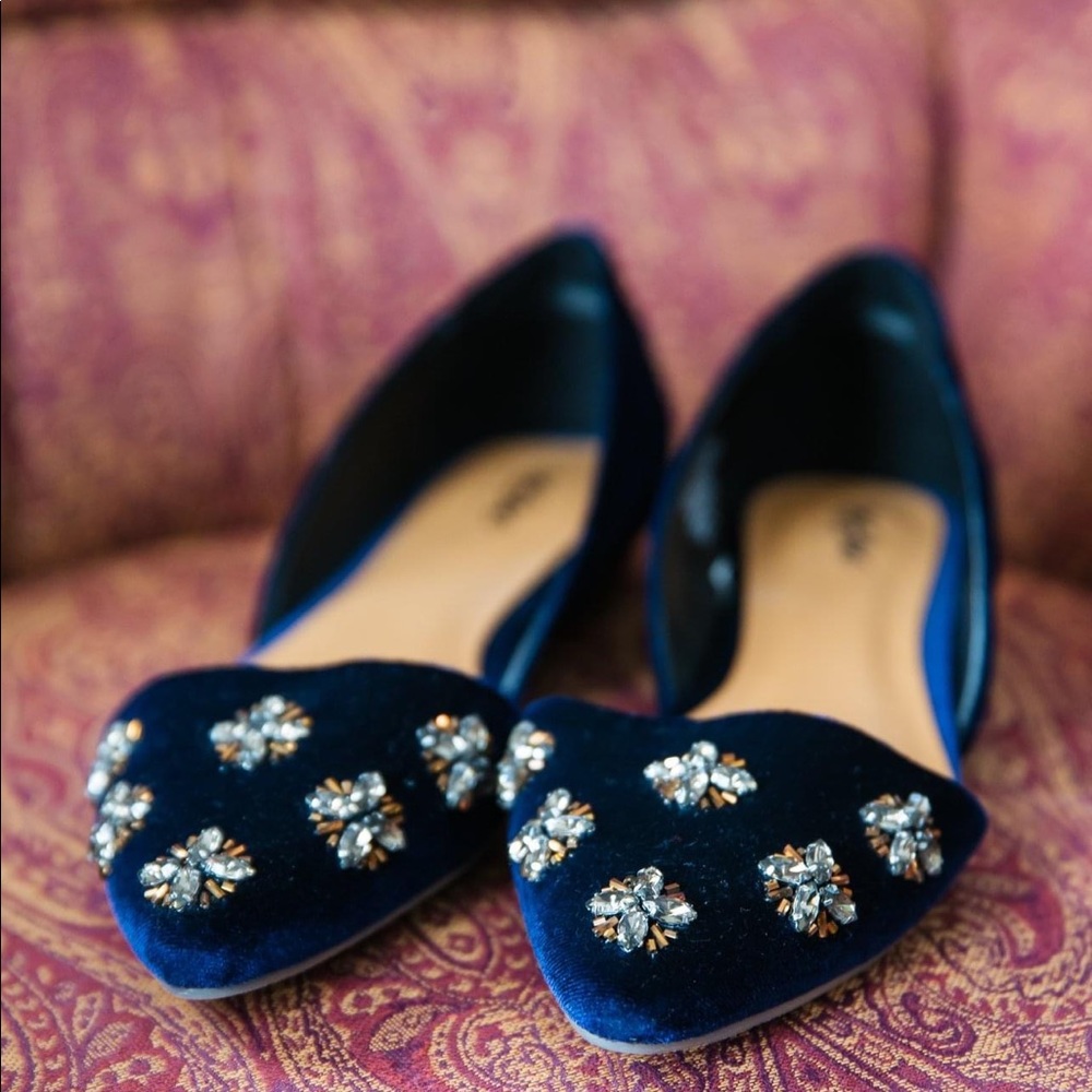 Mossimo Blue Velvet Jewel & Sequin Flats | 7.5. | Never Worn